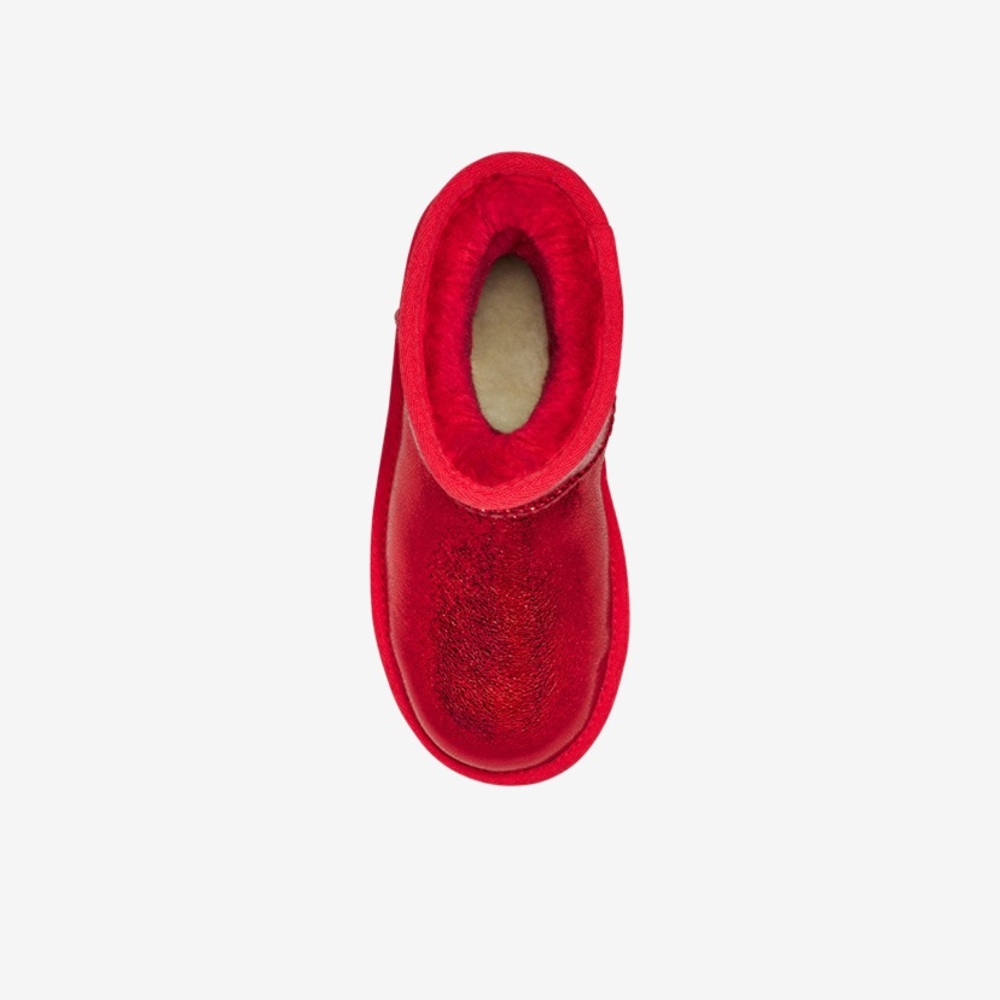 UGG K CLASSIC SHORT FLORA BOOTS METALLIC RED KIDS SIZE 3 NEW W/BOX
